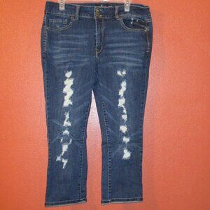 One 5 One Woman Size 14 Distressed Front Pockets Outdoor Denim Blue Jeans